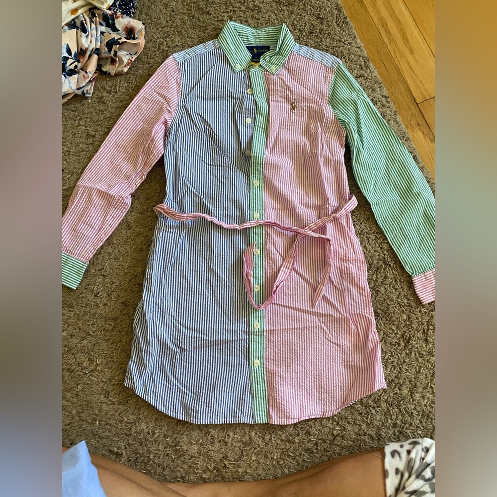 Kids POLO Ralph Lauren button up dress with belt
